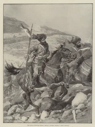 The Indian Frontier Rising, Bengal Lancers charge a Steep Position